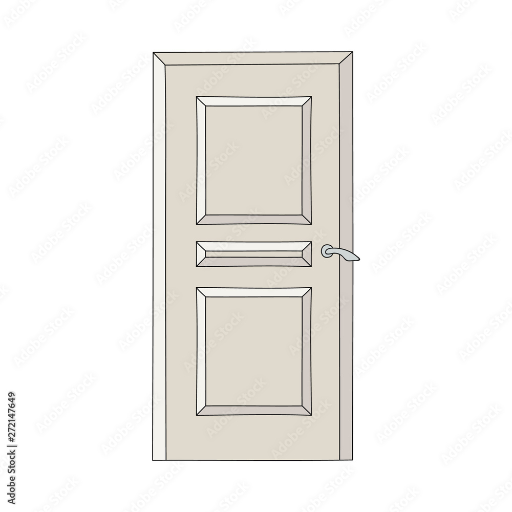 Front or inner house door vector illustration isolated on white background. Front or inner house door vector illustration isolated on white background.