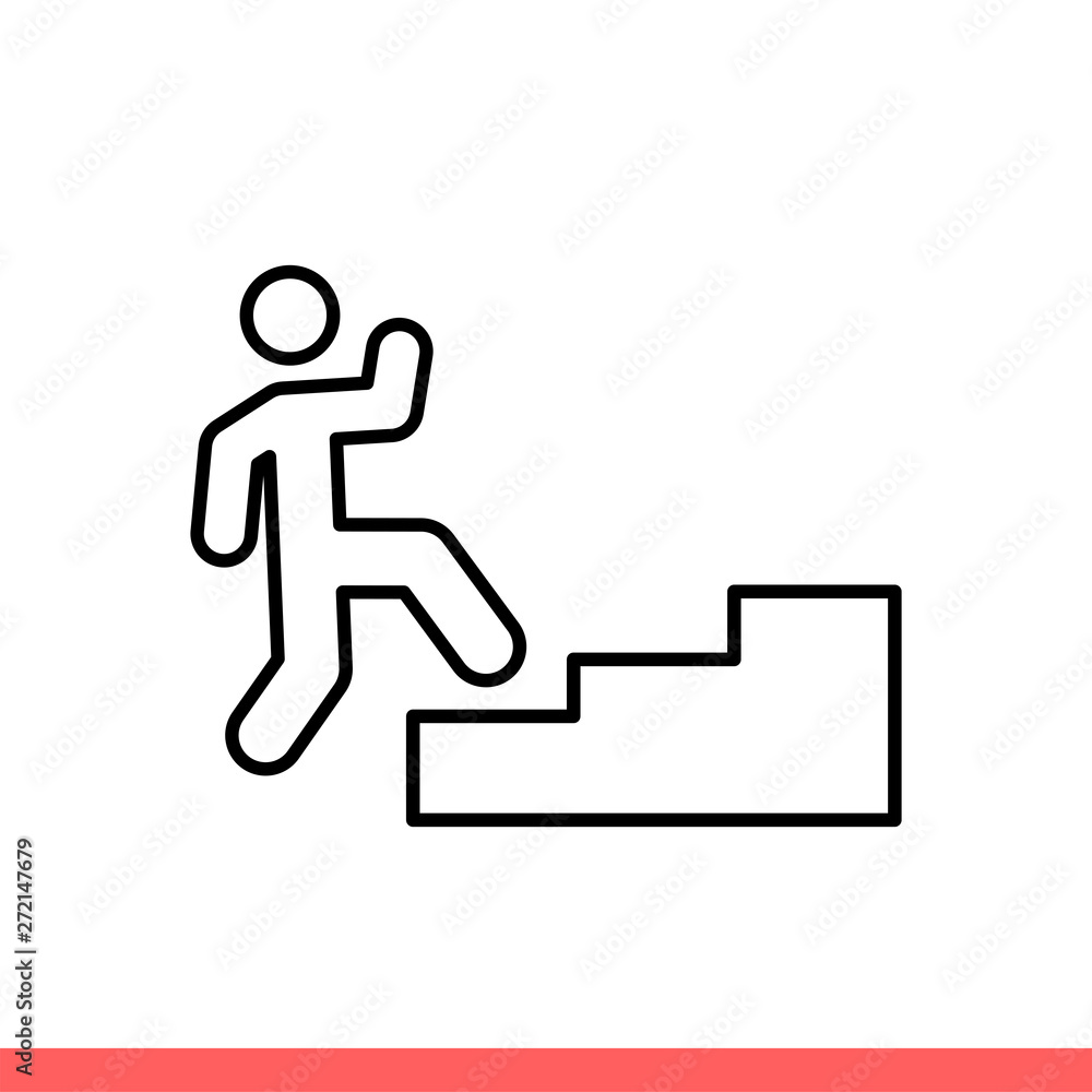 Stairs run vector icon, up symbol. Simple, flat design isolated on white background for web or mobile app Stairs run vector icon, up symbol. Simple, flat design isolated on white background for web or mobile app