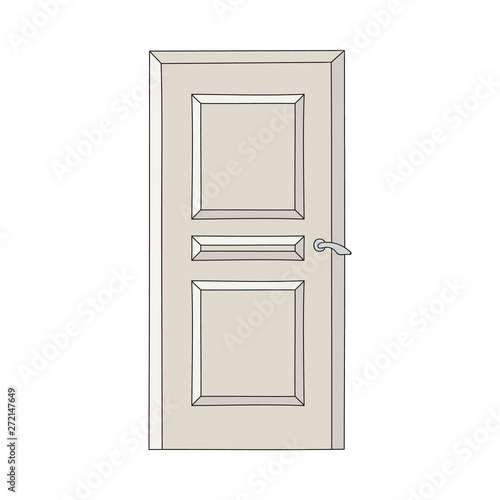 Front or inner house door vector illustration isolated on white background.