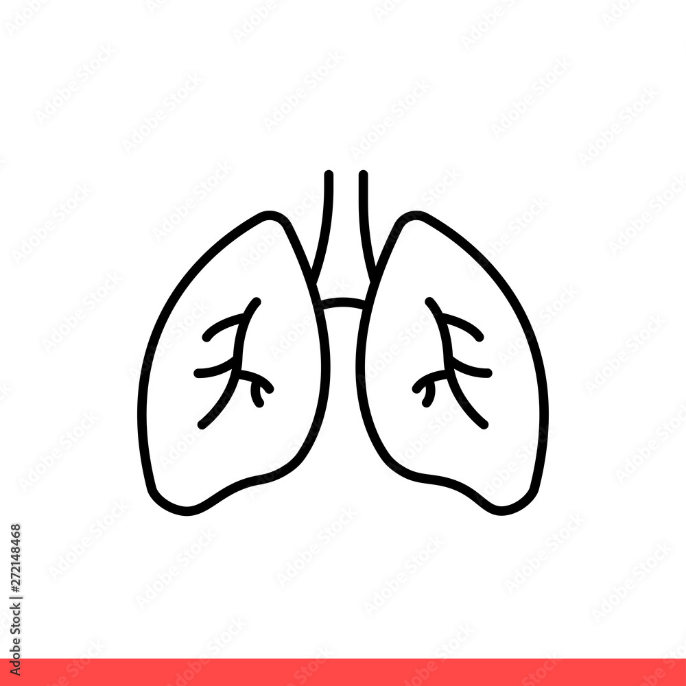 Lung vector icon, organ. Simple, flat design isolated on white background for web or mobile app Lung vector icon, organ. Simple, flat design isolated on white background for web or mobile app