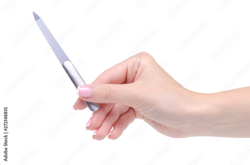 nail file in hand on white background isolation nail file in hand on white background isolation