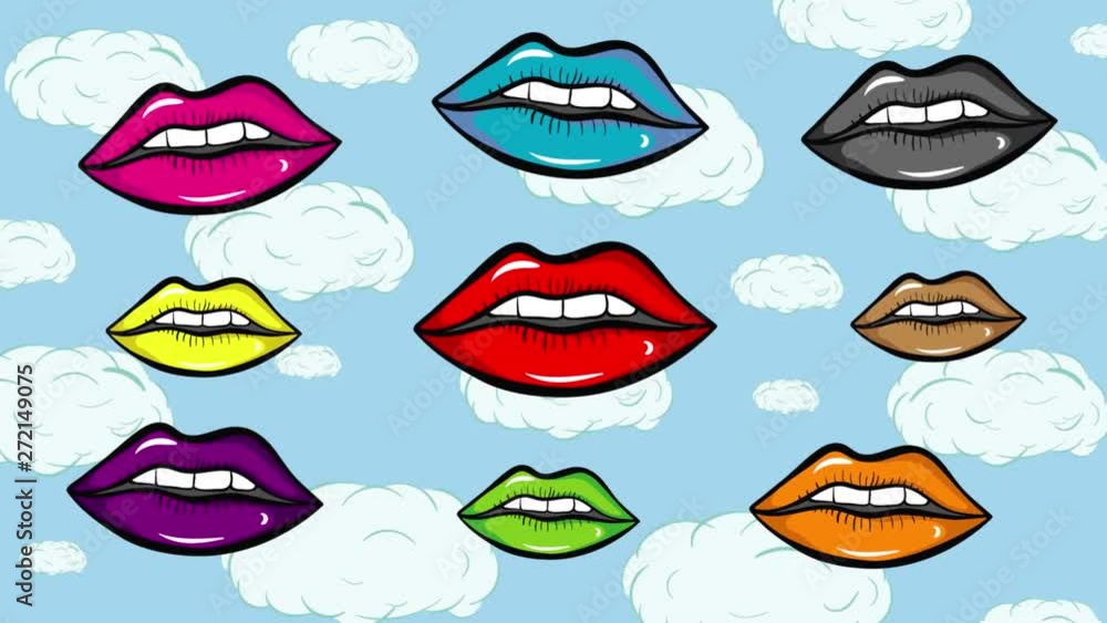 Colorful lips and blue sky Colorful lips and blue sky