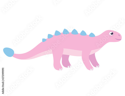 Ankylosaurus, cute cartoon dinosaur. Isolated vector illustratio