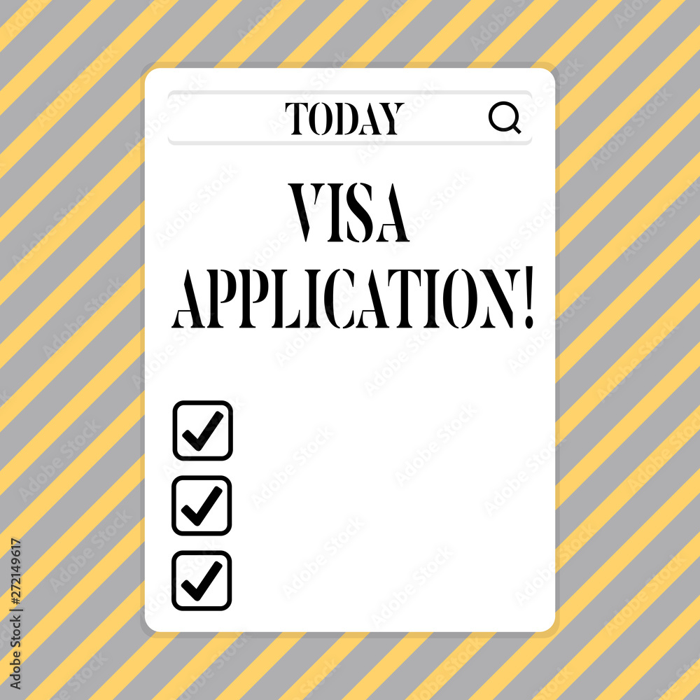 Conceptual hand writing showing Visa Application. Business photo showcasing sheet to provide your basic information Conceptual hand writing showing Visa Application. Business photo showcasing sheet to provide your basic information