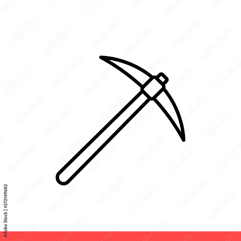 Pickaxe vector icon, digger. Simple, flat design isolated on white background for web or mobile app Pickaxe vector icon, digger. Simple, flat design isolated on white background for web or mobile app