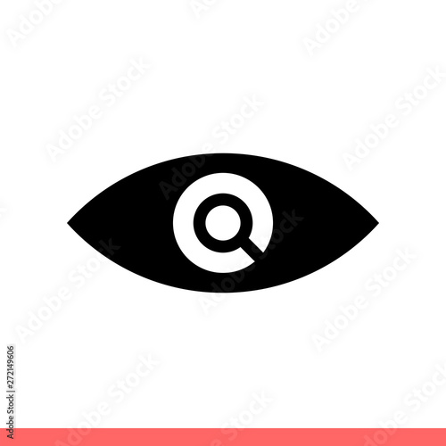 Ophtalmology vector icon, vision symbol. Simple, flat design isolated on white background for web or mobile app
