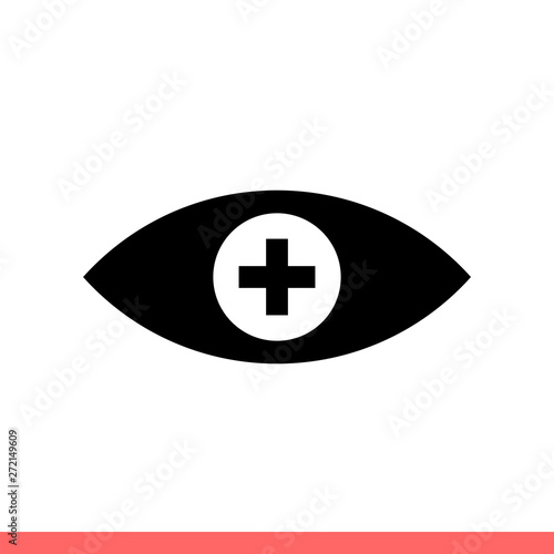 Ophtalmology vector icon, vision symbol. Simple, flat design isolated on white background for web or mobile app