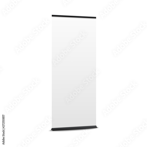 Blank pop up banner mockup. Commercial vertical stand with white empty space for promotion or product advertisement