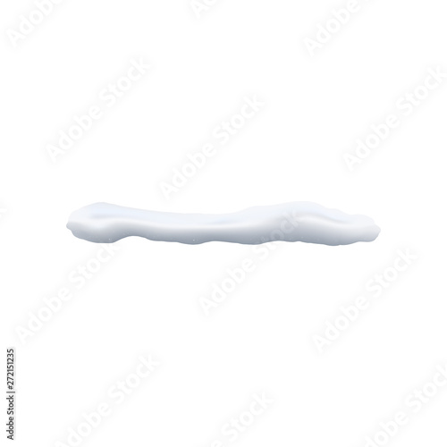 Realistic snow pile line isolated on white background, seasonal ice cold frost decoration