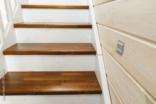wooden stairs at home, close-up view