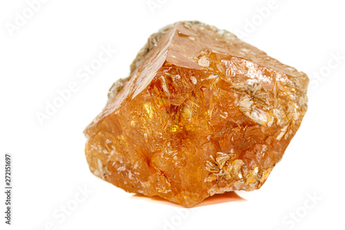 Macro stone Scheelite mineral on white background