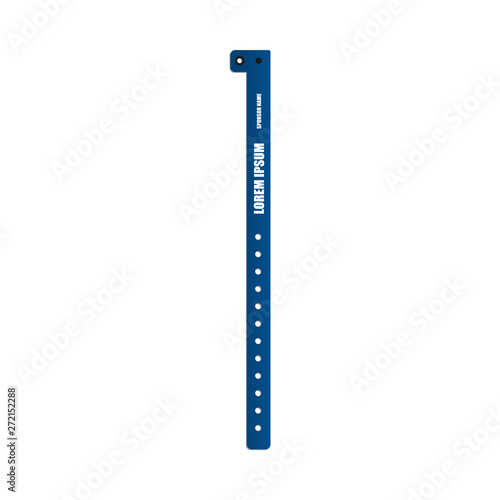 Template and mockup of blue plastic wristland and bracelet.