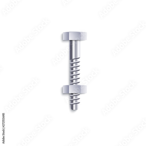 Hardware screw steel construction element realistic vector illustration isolated.