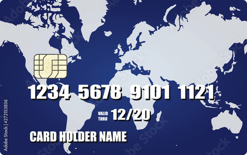 Blue credit card. vector illustration