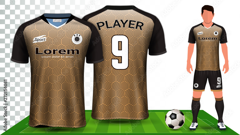 Gold and Black Soccer Jersey with Sock and Short Mock Up Stock