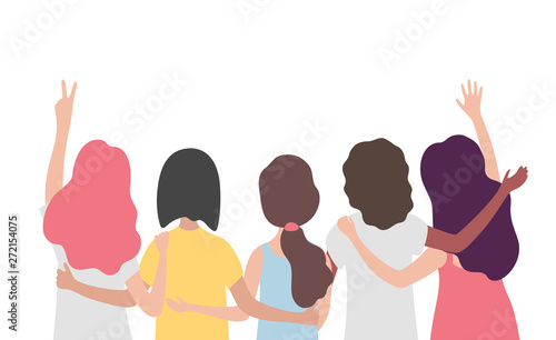 Valokuva Diverse international group of women or girl hugging together
