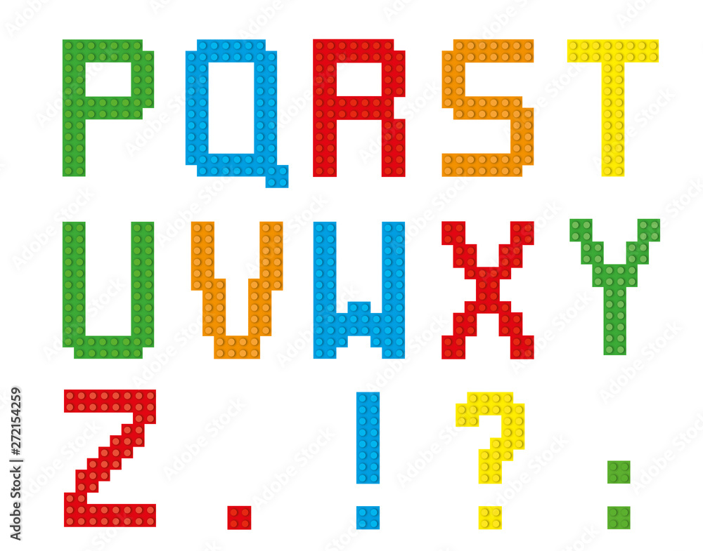 Bricks alphabet set / isolated letters P-Z