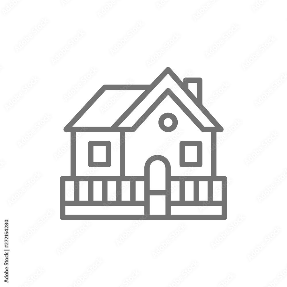Vacation home, country house line icon.