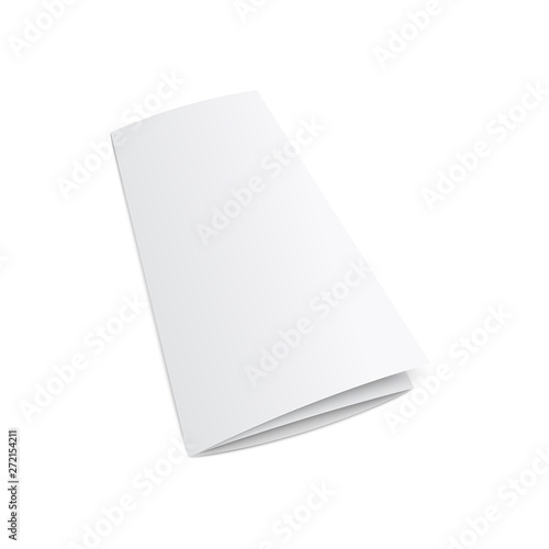 Blank trifold brochure or leaflet 3d mockup vector illustration isolated.