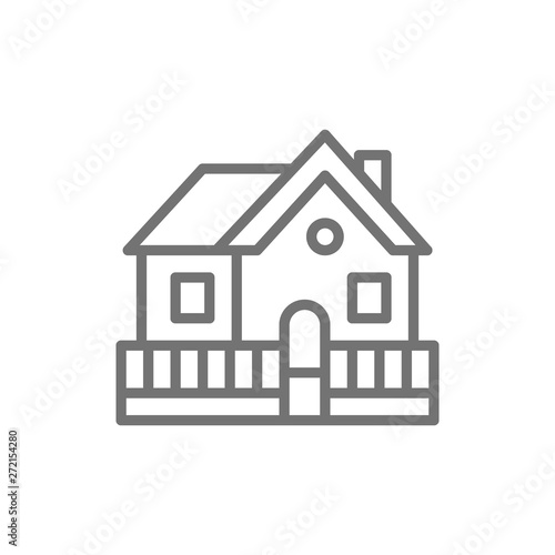 Vacation home, country house line icon.