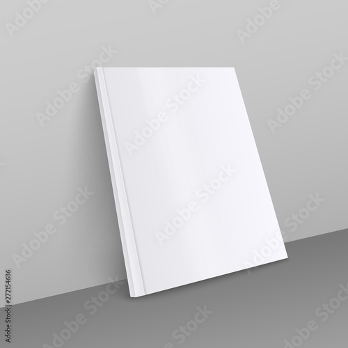 Blank white magazine realistic mockup, A4 format thick brochure or thin book with empty front page