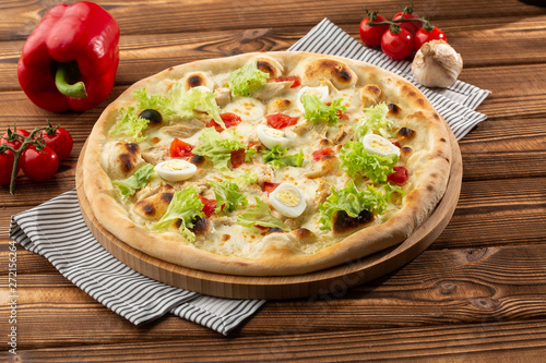 Restaurant pizzeria menu with delicious taste pizza Caesar 