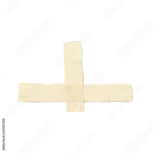 Two pieces of plaster or adhesive tape, pasted crosswise 3d vector illustration.