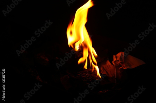 fire in fireplace