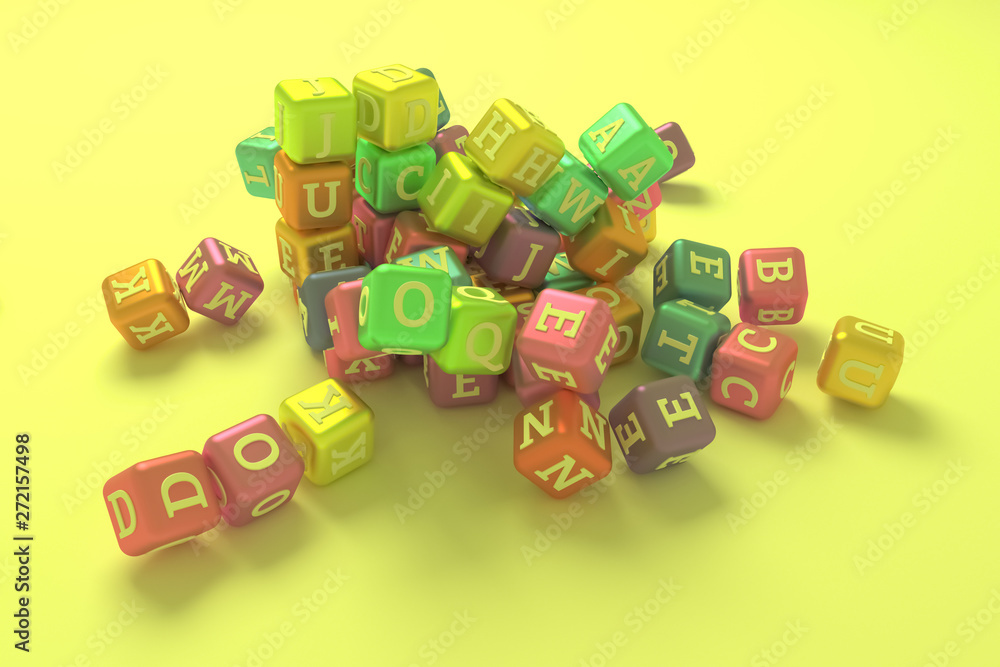 Obraz premium Illustrations of typography, bunch of ABC character, symbol or sign for graphic design or wallpapers. 3D render.