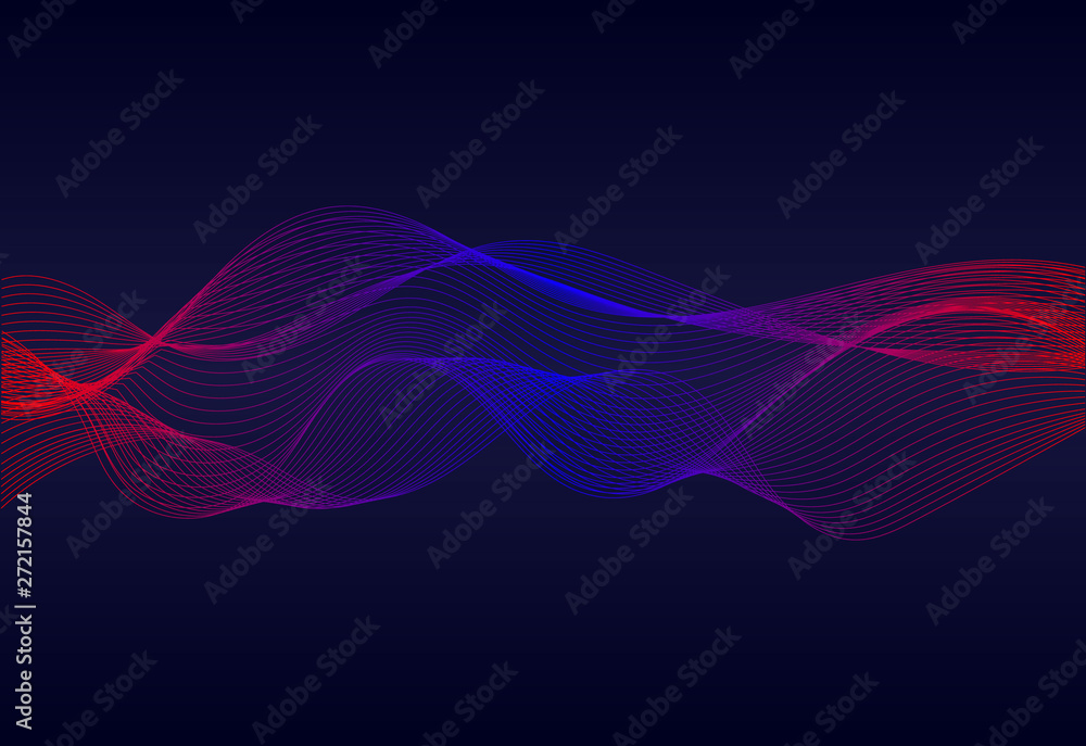 Abstract  wavy lines  surface on dark blue background. Soundwave of lines. Modern digital frequency  equalizer on abstract background. vector eps10