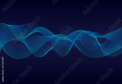 Abstract  wavy lines  surface on dark blue background. Soundwave of lines. Modern digital frequency  equalizer on abstract background. vector eps10