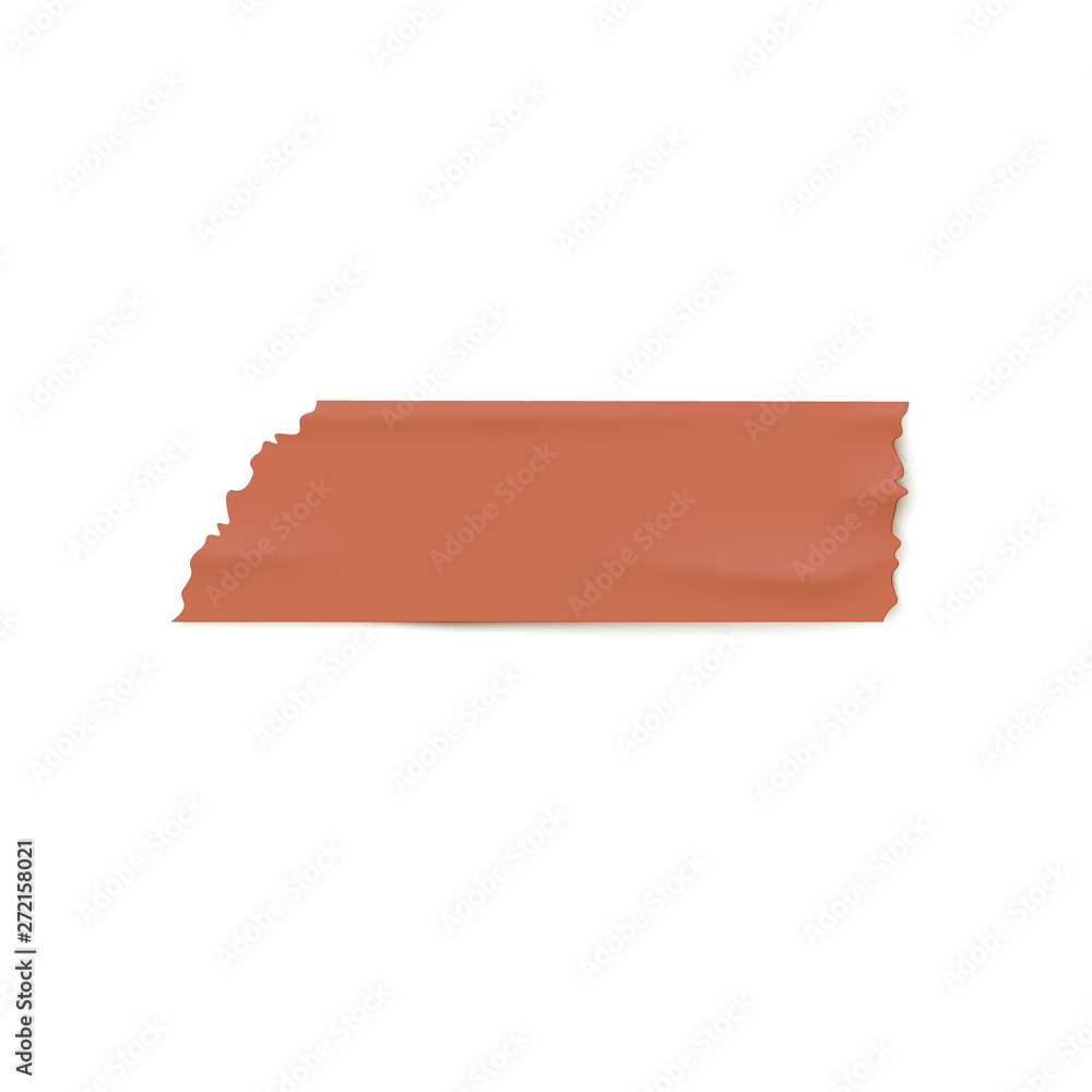 Realistic brown duct tape strip with torn edges, uneven textured piece of sticky paper with brick color Realistic brown duct tape strip with torn edges, uneven textured piece of sticky paper with brick color