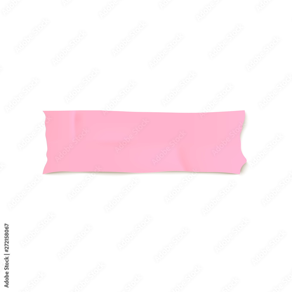 Realistic strip of light pink adhesive tape isolated on white background  Stock Vector