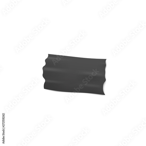 Adhesive or insulation wide black tape piece 3d realistic vector illustration.