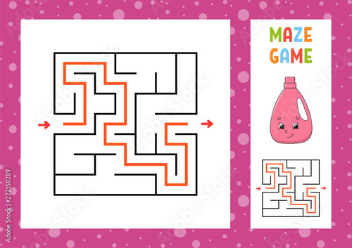 Maze. Game for kids. Funny labyrinth. Education developing worksheet. Activity page. Puzzle for children. Cute cartoon style. Riddle for preschool. Logical conundrum. Color vector illustration.