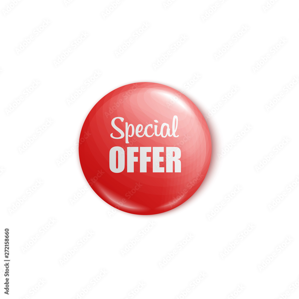 Red round button pin for special offer sale promotion Red round button pin for special offer sale promotion
