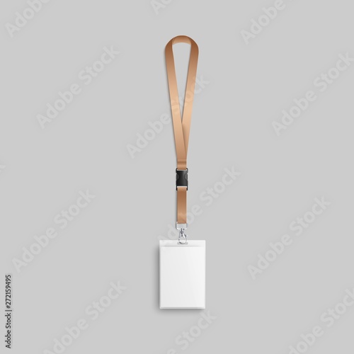 lank lanyard and identity or security badge , mock up 3d vector illustration.