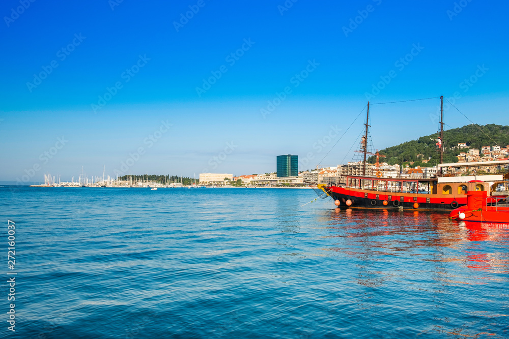 Obraz premium Harbor of Split, Croatia, largest city of the region of Dalmatia and popular touristic destination