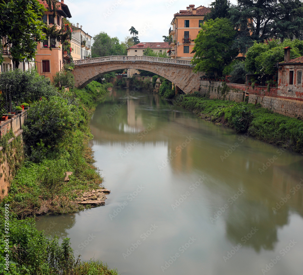 river called Retrone in Vicenza City and the ancient Bridge of S