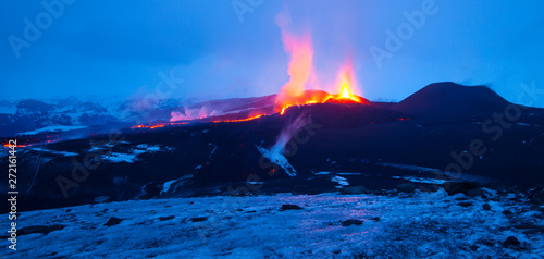 Volcano Eyjafjallajökull. Iceland. April 2010. Erupción volcánica en el area de Fimmvörduhals, Sur de Islandia