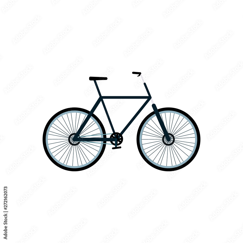 Isolated bike icon, flat cartoon bicycle with frame and wheels Isolated bike icon, flat cartoon bicycle with frame and wheels