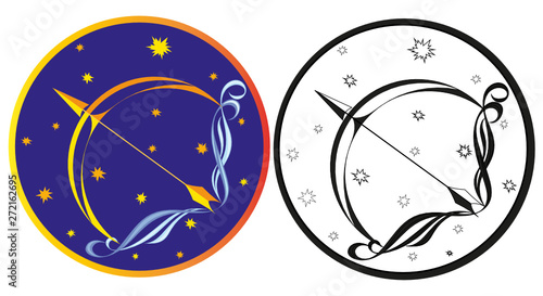 Image of the sign of the zodiac - Sagittarius, which can be used for tattoos, illustrations, creating your own logo and so on.