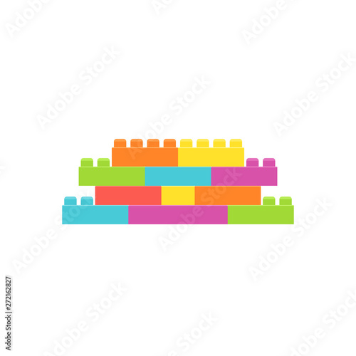 Building blocks baby toy. Plastic bricks. Vector. Kids toy icon isolated on white background in flat design. Cartoon illustration.