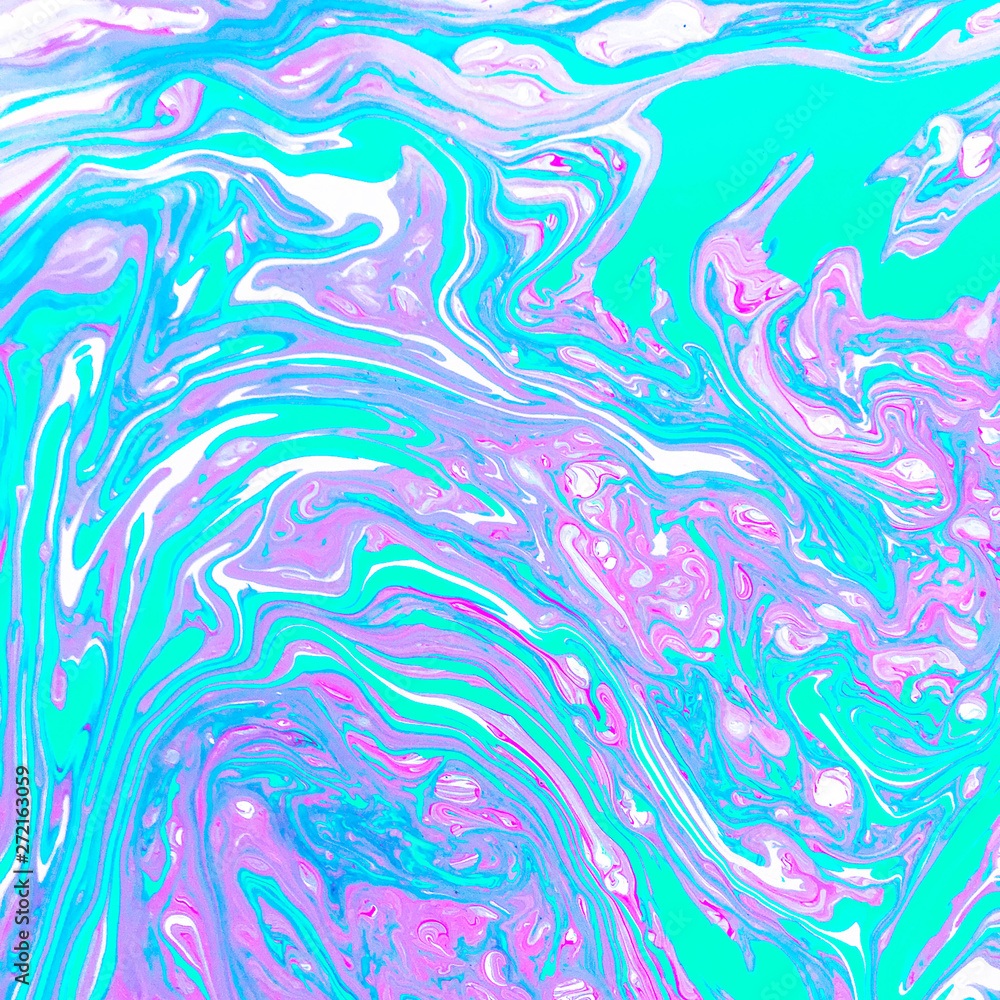 Color watercolor stains and waves on paper. Colored background for design, posters, presentations and other artwork. Marble and splash texture.