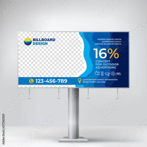 Billboard design, creative water background of the sea waves, the template of banner for outdoor advertising of products and services
