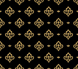 Handdoek met foto Zwart goud patronen Barok bloemenornament goud op zwart  © ELENA