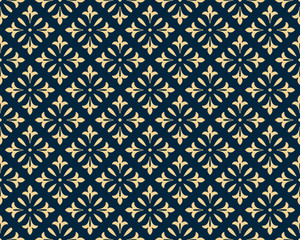 Wandcirkels Blauw goud patronen Bloemmotief goud op donkerblauw  © ELENA