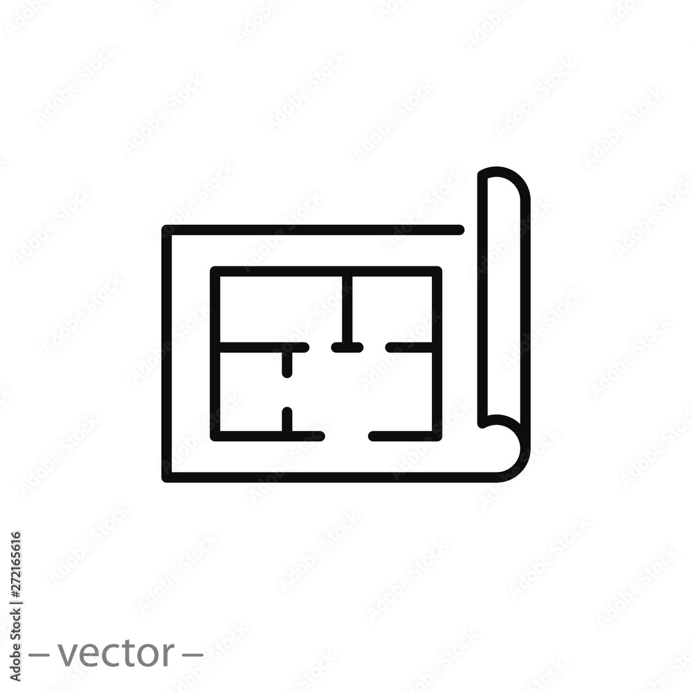 plan floor icon, project, blueprint architecture, house construction line symbol on white background - editable stroke vector illustration eps10 plan floor icon, project, blueprint architecture, house construction line symbol on white background - editable stroke vector illustration eps10