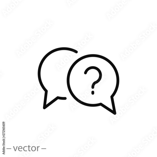 question icon, mark faq, line symbol on white background - editable stroke vector illustration eps10