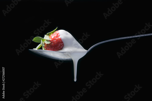 fraise lait crème photo